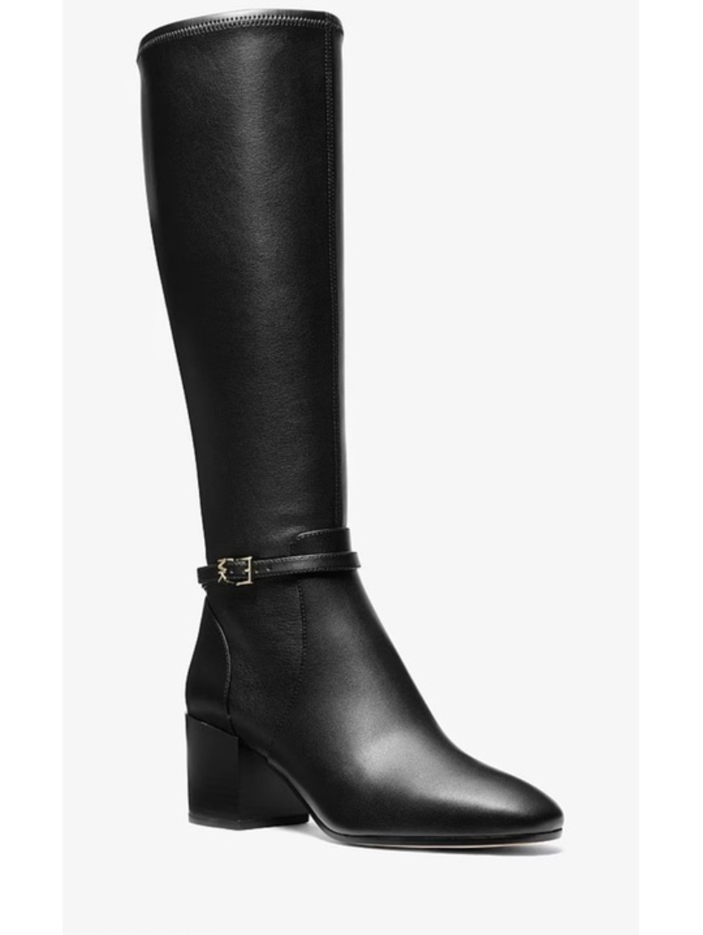 Michael Kors Ella Black Wide Calf Block Heel Boots Size 10